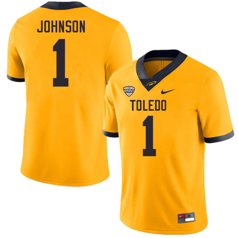 Toledo Rockets #1 Desjuan Johnson College Football Jerseys Stitched Sale-Gold